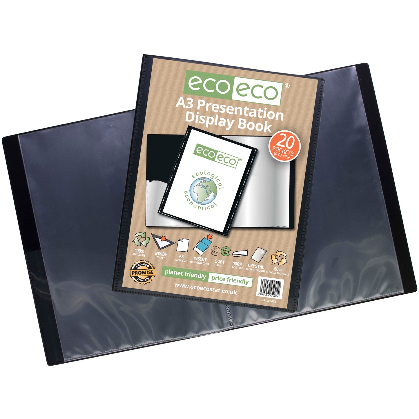 A3 50% Recycled 20 Pocket Presentation Display Book