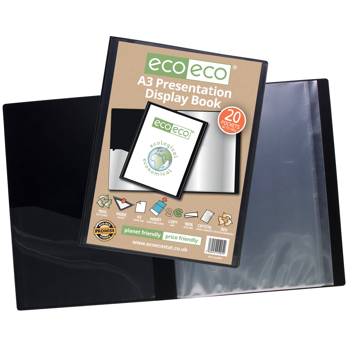 A3 50% Recycled 20 Pocket Presentation Display Book