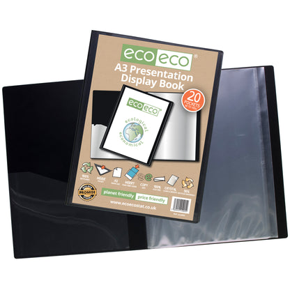 A3 50% Recycled 20 Pocket Presentation Display Book