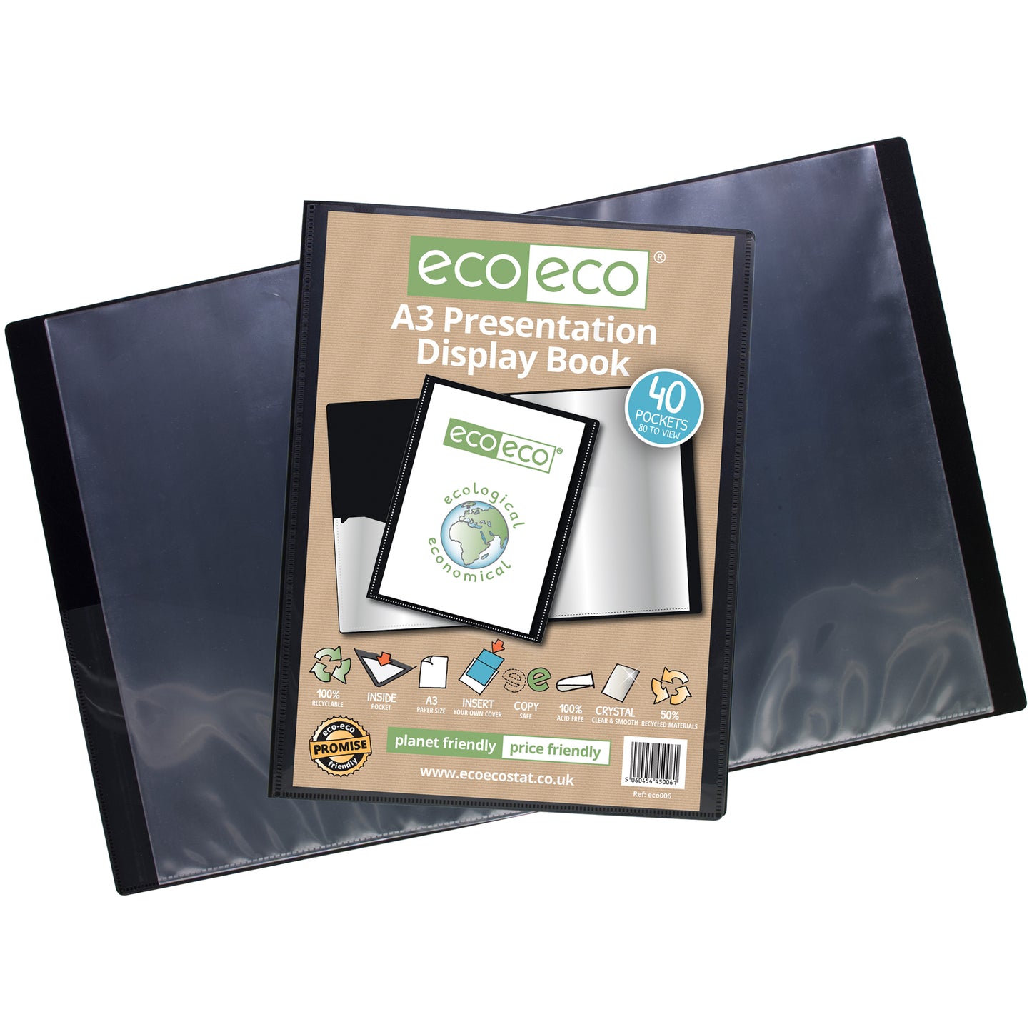 A3 50% Recycled 40 Pocket Presentation Display Book