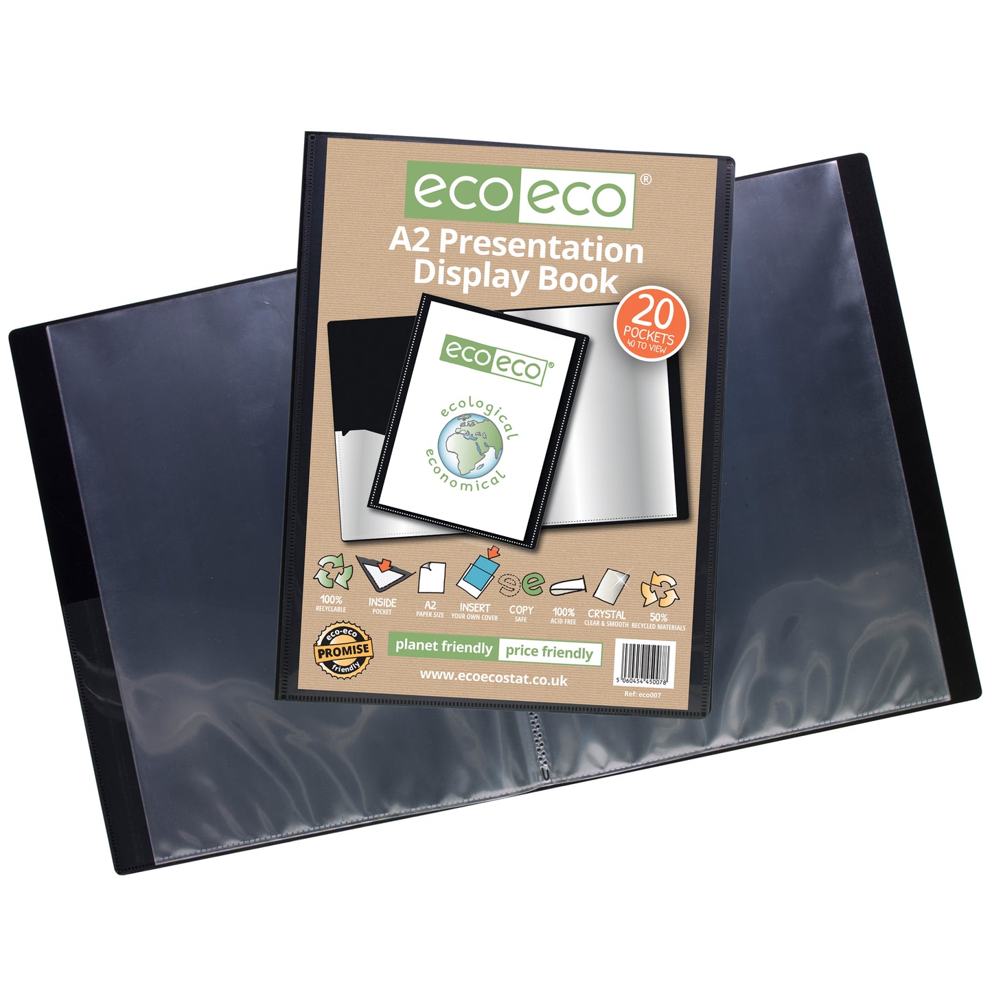 A2 50% Recycled 20 Pocket Presentation Display Book