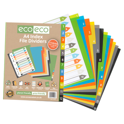 A4 50% Recycled Set 12 Index File Dividers