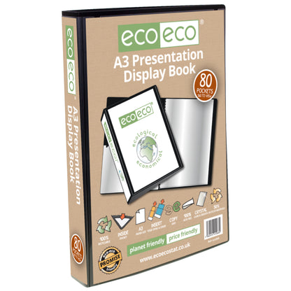 A3 50% Recycled 80 Pocket Presentation Display Book