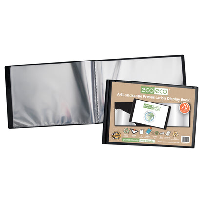 A4 50% Recycled 20 Pocket Landscape Presentation Display Book