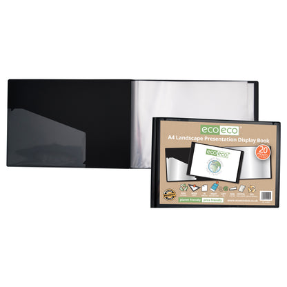 A4 50% Recycled 20 Pocket Landscape Presentation Display Book