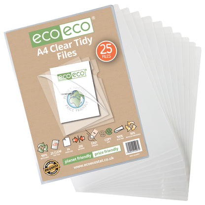 A4 50% Recycled Bag 25 Clear Tidy Files