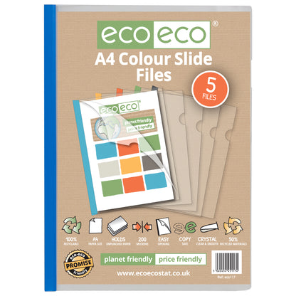 A4 50% Recycled Pack 5 Colour Easy Slide Files