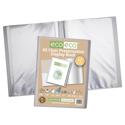 A5 50% Recycled Clear 60 Pocket Presentation Display Book