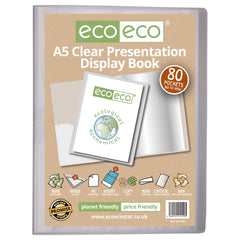 A5 Clear 50% Recycled 80 Pocket Presentation Display Book