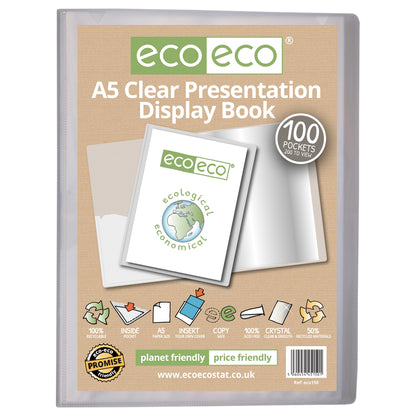 A5 Clear 50% Recycled 100 Pocket Presentation Display Book and Box