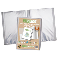 A4 Clear 50% Recycled 80 Pocket Presentation Display Book