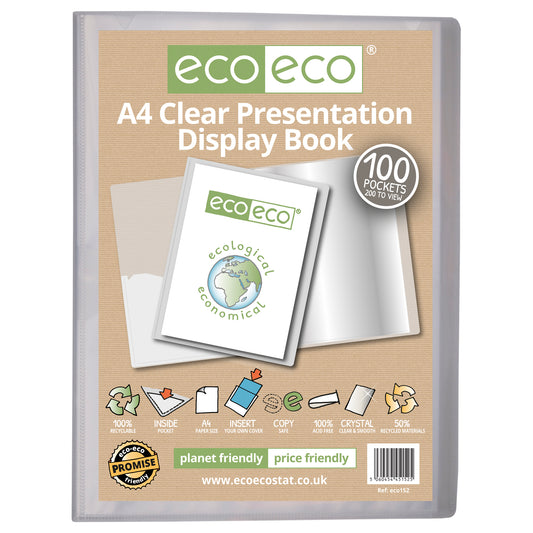 A4 Clear 50% Recycled 100 Pocket Presentation Display Book and Box