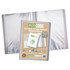 A4 Clear 50% Recycled 100 Pocket Presentation Display Book and Box