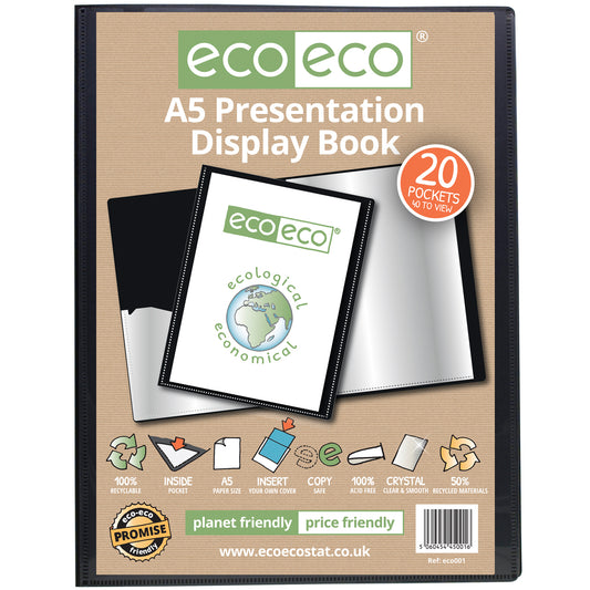 A5 50% Recycled 20 Pocket Presentation Display Book