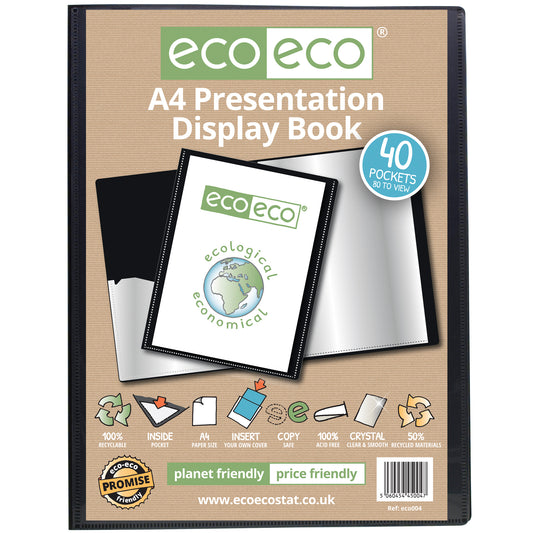 A4 50% Recycled 40 Pocket Presentation Display Book