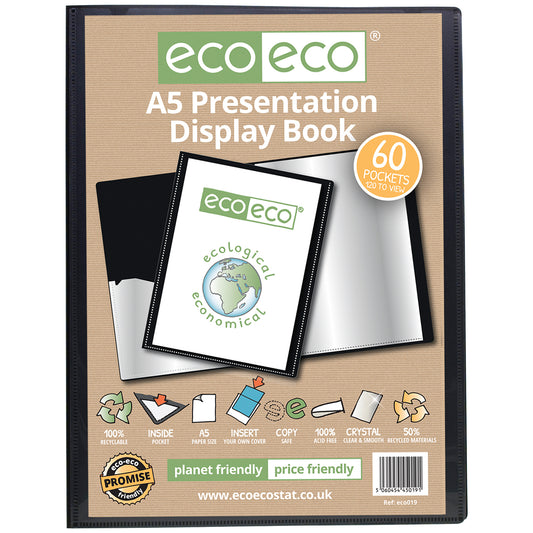 A5 50% Recycled 60 Pocket Presentation Display Book