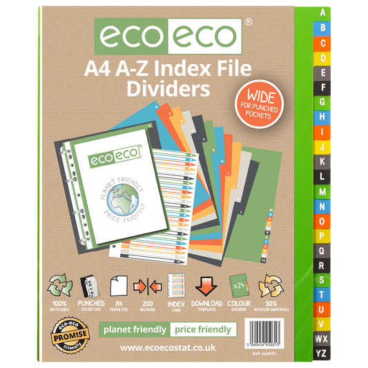 A4 50% Recycled Set A-Z Wide Index File Dividers