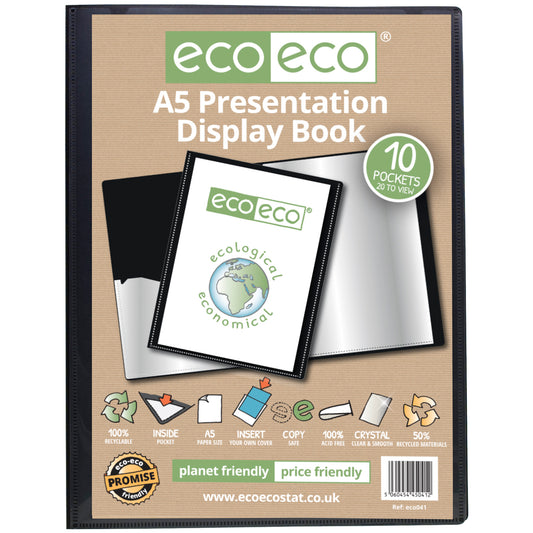 A5 50% Recycled 10 Pocket Presentation Display Book