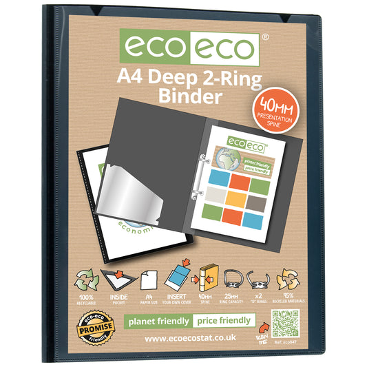 A4 95% Recycled 2-D Rings Presentation Ring Binder with Deep Spine