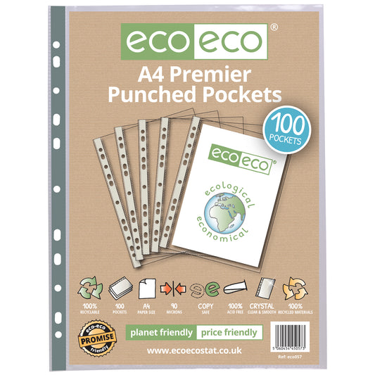 A4 100% Recycled Bag 100 Premier Multi Punched Pockets