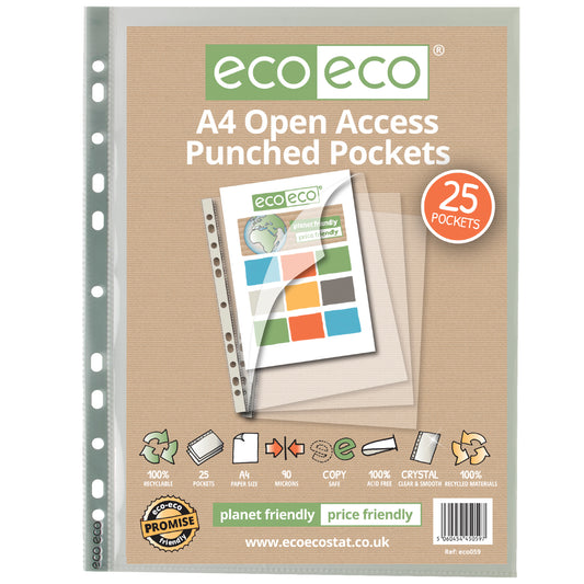 A4 100% Recycled Bag 25 Open Access Premier Multi Punched Pockets