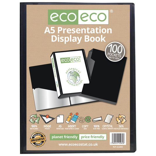 A5 50% Recycled 100 Pocket Presentation Display Book and Box