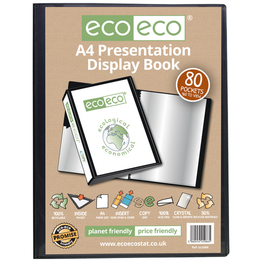 A4 50% Recycled 80 Pocket Presentation Display Book