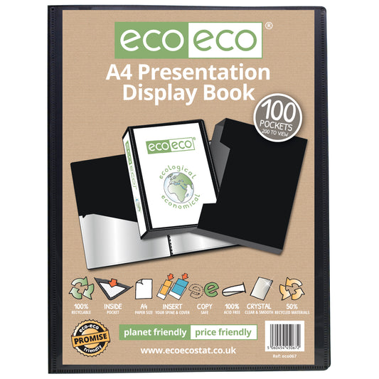 A4 50% Recycled 100 Pocket Presentation Display Book and Box