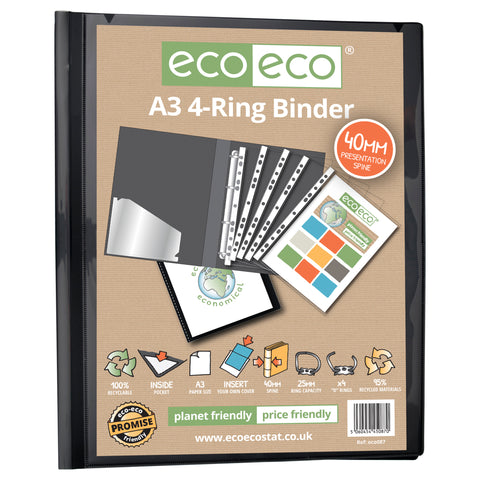 A3 95% Recycled Presentation 4 Ring Portrait Binder