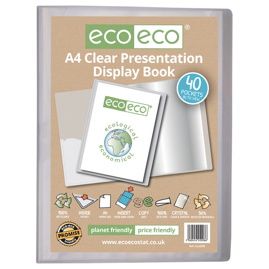 A4 50% Recycled Clear 40 Pocket Presentation Display Book