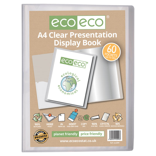 A4 50% Recycled Clear 60 Pocket Presentation Display Book