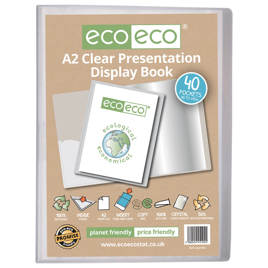 A2 50% Recycled Clear 40 Pocket Presentation Display Book