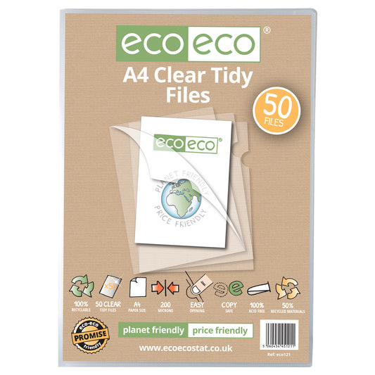 A4 50% Recycled Bag 50 Clear Tidy Files