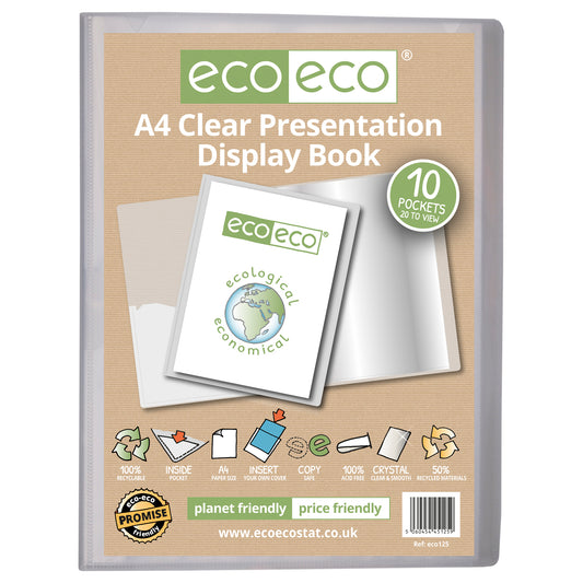 A4 50% Recycled Clear 10 Pocket Presentation Display Book